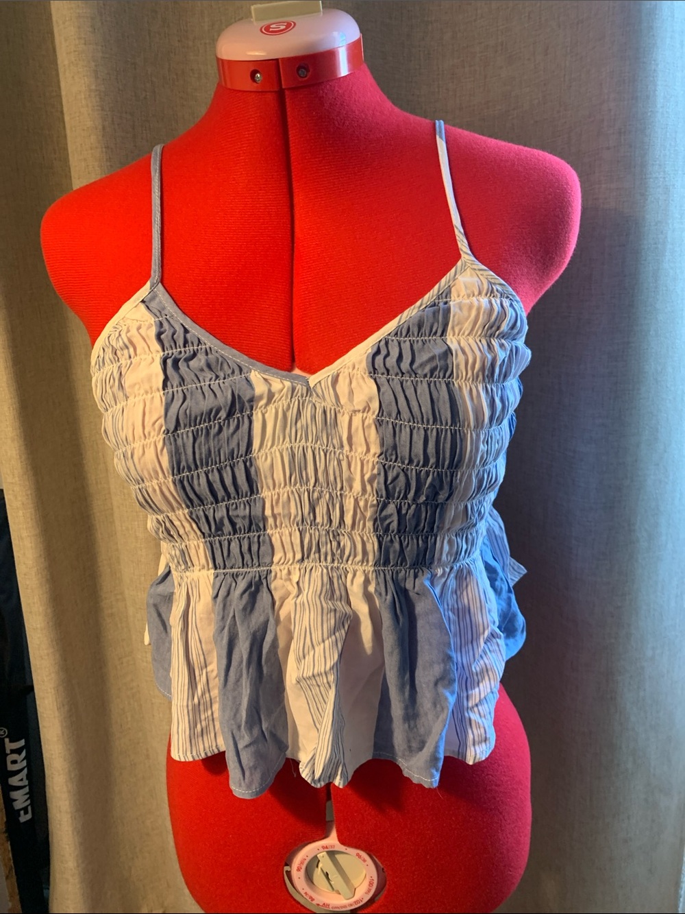 Ocean Drive Striped Blue and White Smocked Cami Top